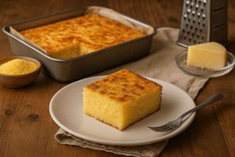 Bolo de Fubá Cremoso com Queijo