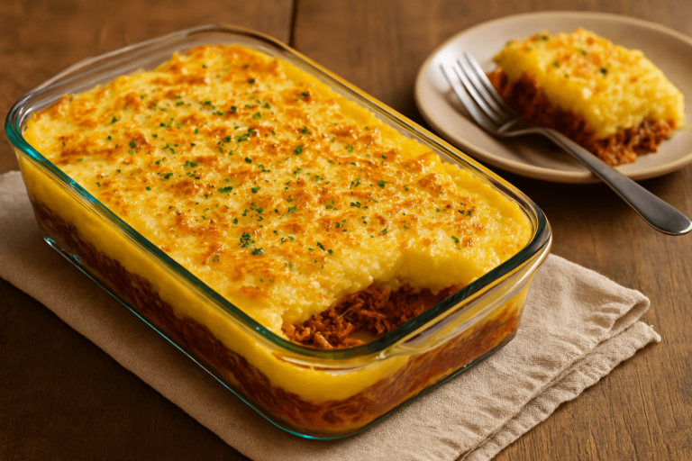 Escondidinho de Carne Seca com Purê de Mandioquinha